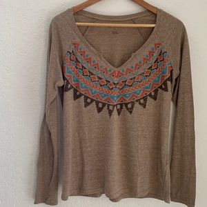 Roper Womens Sz L Pullover Top Shirt Aztec Print Cotton Blend